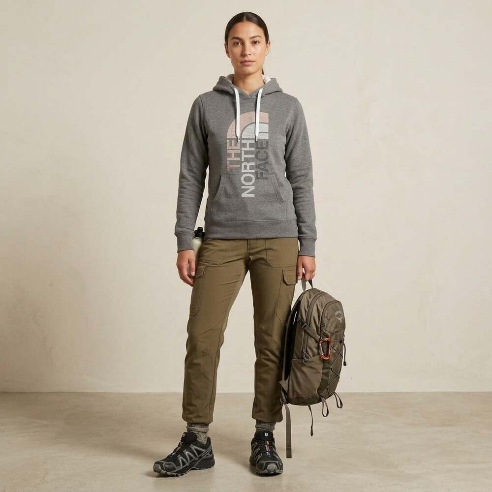 The North Face Half Dome Pullover Hoodie Women's Large Charcoal Gray Sweatshirt
